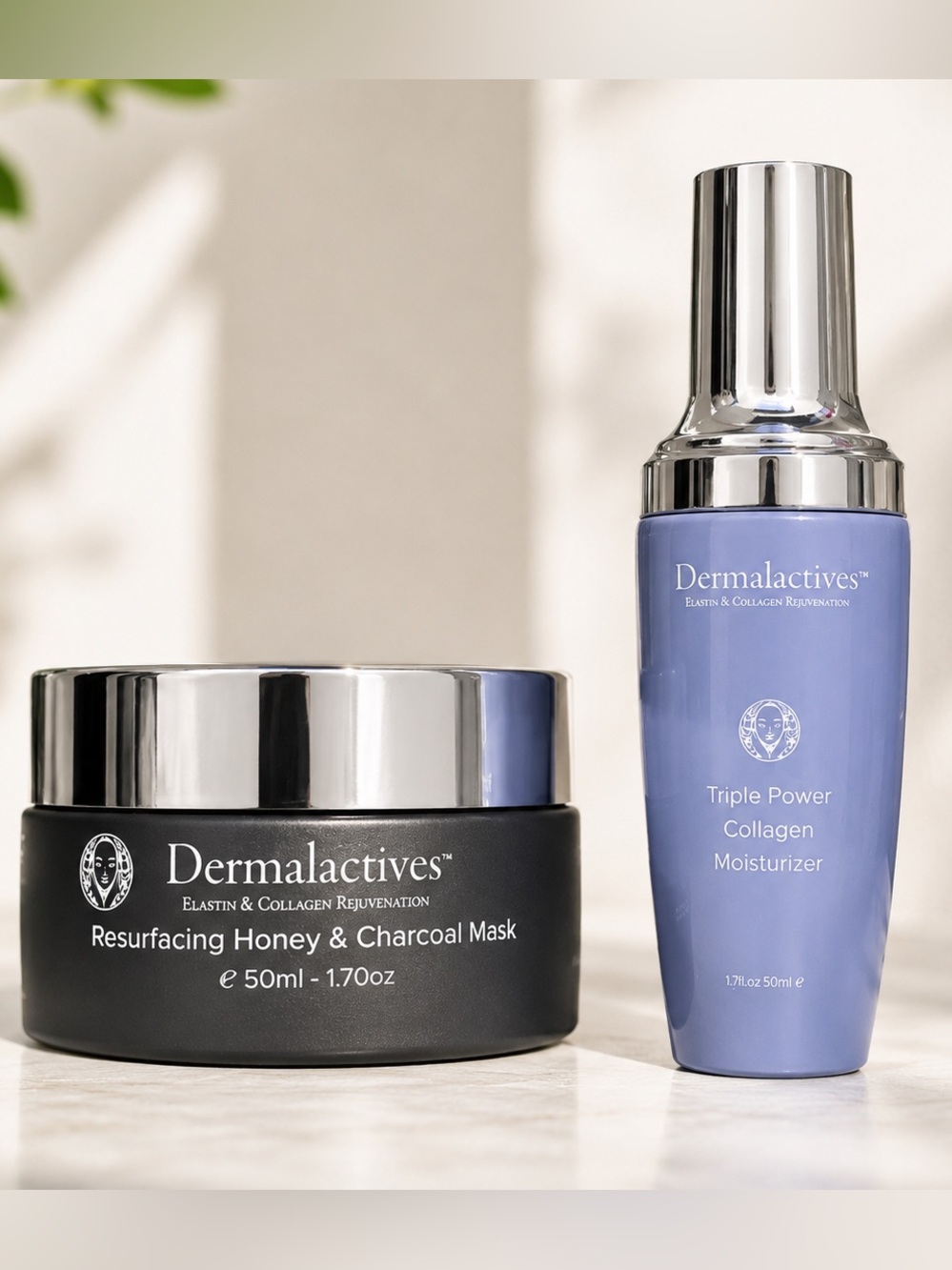 Dermalactives Skincare Duo Collagen Moisturizer + Honey Charcoal Mask